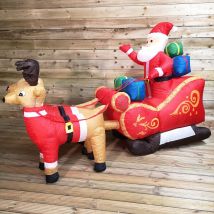 Snowtime - 8ft (240cm) led Outdoor Christmas Inflatables Santa Sleigh & Reindeer Decorations