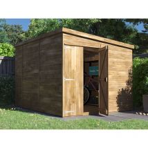Dunster House Ltd. - Dunster House Wooden Shed Garden Storage 2.4m x 3m Pressure Treated Pent Roof No Window Overlord Modular