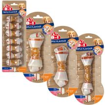 6 Ossa Triple Flavour Taglia L Con Triplo Gusto Pollo, Manzo E Maiale - Offerta Risparmio 6 Confezioni Da 1 Osso Cad
