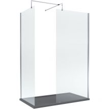 Balterley - 8mm Glass Walk In Wetroom Screens with Chrome Profile and Slate Grey Shower Tray - 1400 x 900mm