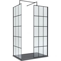 Balterley - 8mm Glass Walk In Wetroom Screens with Matt Black Framed Design and Slate Grey Shower Tray - 1200 x 900mm