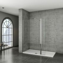 Aica Sanitaire - 1100x1950mm Walk in Wet Room Shower enclosure 8mm shower screen EasyClean nano Glass with Flipper Panel - Chrome