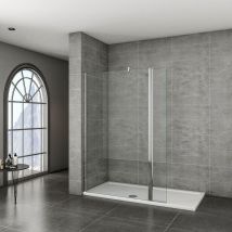 1100x1950mm Walk in Wet Room Shower enclosure 8mm shower screen EasyClean nano Glass with Flipper Panel,with 1600x900x30mm shower tray