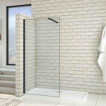 140x200cm Schwarzrahmen Walk in Duschkabine Duschwand +73-120cm Stabilisator 8mm nano ESG-Glas Duschabtrennung Duschtrennwand