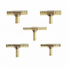 8mm)5Pcs Brass 3 Way Fuel Hose Tee Connector Fitting for Air Gas Pipe