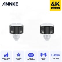 Annke - 8MP 2 caméra 180 ° panoramique double objectif poe caméra de Protection de sécurité cctv vidéo Surveillance extérieure alarme d'avertissement
