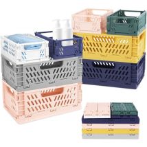 Houhence - 8PCS Caisses Plastique Pliable, 4 Grand Paniers Pliable et 4 Petit Cagettes Plastique, Cagette Plastique Pliable Rangement avec Poignée