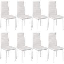 Lot de 8 Chaise de salle à manger,Chaises de cuisine en cuir PU,Blanc