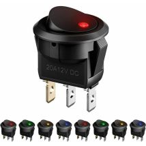 8pcs LED Interrupteur à Bascule, Interupteur pour Voiture DC 12V 20A on/off Self Verrouillage Interrupteur Bouton Poussoir Rond auto Bateau Appareils