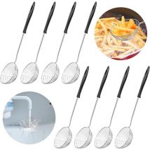 Rnemitery - 8PCS Passoire à Fondue, Ecumoire Inox avec Poignée Longue, Passoire Fondue Chinoise pour Soupe Fondue chinoise Thé au Lait Perlé