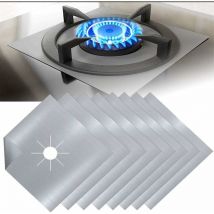 8Pcs Plaque de Cuisson à Gaz Protection en Téflon Argent Plaque Cuisson Gaz Protection Gaziniere Gaz Protection Cuisinière à Brûleurs Gaz Protection