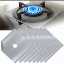 Cyslmuk - 8Pcs Plaque de Cuisson à Gaz Protection en Téflon Argent Plaque Cuisson Gaz Protection Gaziniere Gaz Protection Cuisinière à Brûleurs Gaz