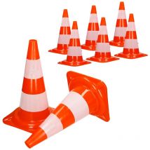 Ecd Germany - 8x Cono de Tráfico Obra Pieza de Señalización Emergencia Color Naranja y Blanco 47 cm de Altura en pvc Fuerte y Robusto Pilón de