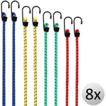 Deuba 8x Bungee Cords Lashing Straps Expander Luggage Strap Elastic Durable Metal Hooks Sizes Available Assorted Combinable Weather-resistant