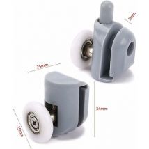 ZVD - 8x Galet ajustables Dual Rouleau Roulette Roue Porte Douche Salle de Bain 25mm