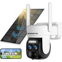 8X Hybrid Zoom] 4K 5Dbi Solar Wireless Outdoor WiFi Überwachungskamera360°PTZ ip Kamera Akku mit SolarpanelMenschenerkennung AIColor