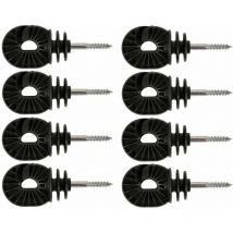 8x isolateur cloture électrique grand modèle pour ruban de 12,5mm universel noir à visser dans piquet bois fil corde cordon chevaux vache mouton