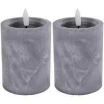 2x Novaliv LED-Kerze LED-Kerzen betonfarben, ohne Batterien