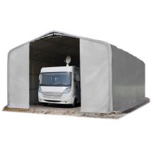 8x12m tente-garage de stockage, porte 4,0x4,7m, toile pvc d'env. 720 g/m², anti-feu