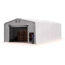 Toolport - 8x16m hangar PRIMEtex pvc 2300 n gris, h. 4m avec porte actionnée par traction, avec statique (type de sol : terre)