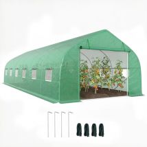8x3x2m Tunnelgewächshaus Aus Pe Und Stahl Mit Rolltor Und Fenstern, Grün