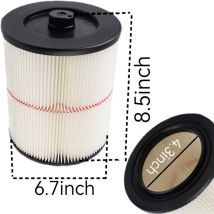 9-17816 Filtre pour Craftsman Shop vac, 917816 Filtre à rayures rouges Filtre à air humide/sec Pièces de rechange pour aspirateurs de 5 gallons et