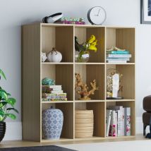 Home Discount - Durham 9 Cube Bookcase Shelf Wooden Display Storage Rack Free Standing Shelf Unit, Oak-0-Baskets