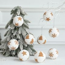 Mimiy - 9 Pcs Star Print Christmas Bauble, Home Party Decorations, 8cm Styrofoam Christmas Baubles, Decorated Christmas Baubles