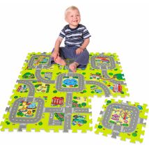 Littletom - 9 Pezzi Tappeto Bambini Strade e Città 30x30 Tappetino Gioco Macchinine Bambini