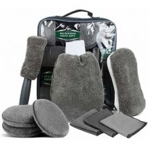 Kit de Nettoyage de Voiture 9PCS, Professionnel Microfibre Lavage Voiture Nettoyer Kit, Brosse Voiture, Chiffons de Nettoyage Gants de Lavage, éponge