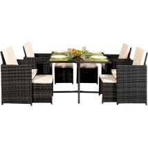 9 Piece Rattan Garden Patio Furniture Set in Gun Metal Grey
