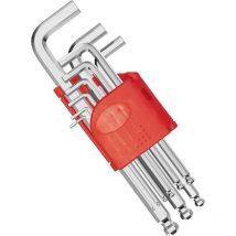 9 pièces 1.5-10MM clé allen sphérique, coudées 6 pans métriques et pouces avec etui portative, clef allen clé à laine pour retirer et installer