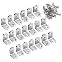 90 Degree Right Angle Bracket 20 x 20 x 16mm L Shape Metal Stainless Steel Corner Braces Support for Wood Furniture Cupboard Support 20 Pieces