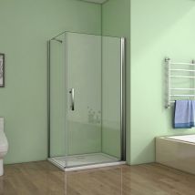 80 Tür x 70 Seitenwand xH.185cm 6mm nano glas Eckeinstieg