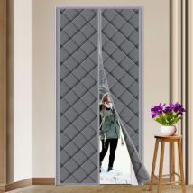 90 x 210 cm magnetischer, wärmeisolierter Türvorhang, Anti-Kälte, Verdunkelung, Schalldämmung für Balkon, Wohnzimmer, Keller, Grau