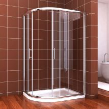 900 x 800 mm Left Offset Quadrant Shower Cubicle Enclosure 6mm Easy Clean Glass Sliding Door + Stone Tray + Waste Trap - Elegant