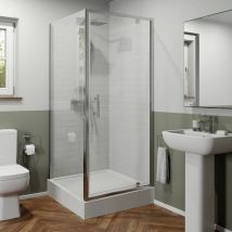 Luxura - 900mm Pivot Shower Door Side Panel 6mm Glass Anti Slip Easy Plumb Tray Bathroom