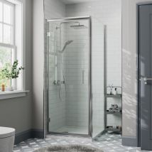 Diamond - 900x900mm Framed Hinged 8mm Shower Enclosure Door Side Panel Walk-In Tray Waste