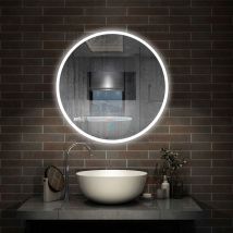 Aica Sanitaire - antibuée led rond miroir de salle de bain monochrome tactile 120x120cm