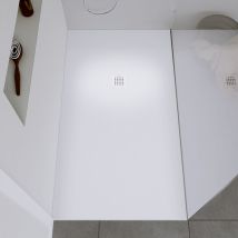 Duravit - Receveur de douche fonte minérale, Bac à douche antidérapant Salle de bain, Pente écoulement - Blanc mat - 160x80x2,5cm - Durabayas Blanc