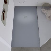 Duravit - Receveur de douche fonte minérale, Bac à douche antidérapant Salle de bain, Pente écoulement - Gris clair mat - 160x80x2,5cm - Durabayas 80