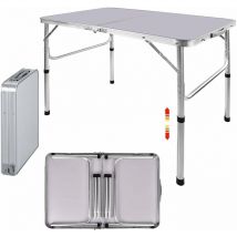 90CM Portable Aluminum Folding Table Party Garden bbq Camping Table, 2 Gear Adjustable Height Lightweight Aluminum Foldable Table for Outdoor Picnic