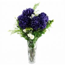 Leaf - 90cm Purple Chrysanthemum and Ferns Glass Vase