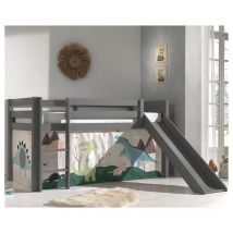 90x200 Mi-Height Bed Slider compreso il rivestimento Dino Vipack Pino Grey