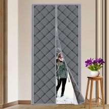 120x220cm Rideau Porte Isolation Thermique Magnétique Anti Froid, Obscurcissement, Insonorisation pour Balcon Salon Sous-sol Gris