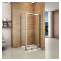 Aica Sanitaire - 90x70x185cm porte de douche pivotante avec un receveur correspondant à la dimension de la cabine de douche