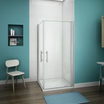 Aica Sanitaire - 80x80x187cm Porte pivotante porte de douche paroi de douche cabine de douche verre anticalcaire