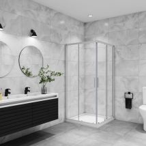 70x70x185cm aica Corner Entry Shower Enclosure sliding shower cubicle Eletro off white