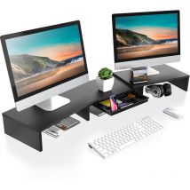 Fitueyes - Réhausseur d'Écran en Bois avec Tiroir de Rangement,Longueur et Angle Réglable Moniteur Stand, Support d'Ordinateur