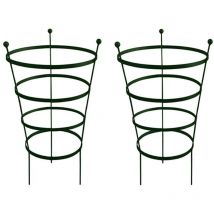92cm Tall Peony Cage Plant Support - Plastic Coated Green - Pair